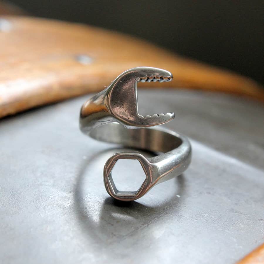 Moon Raven Designs Silver Spanner Wrench Ring One of a Kind Gift for Him