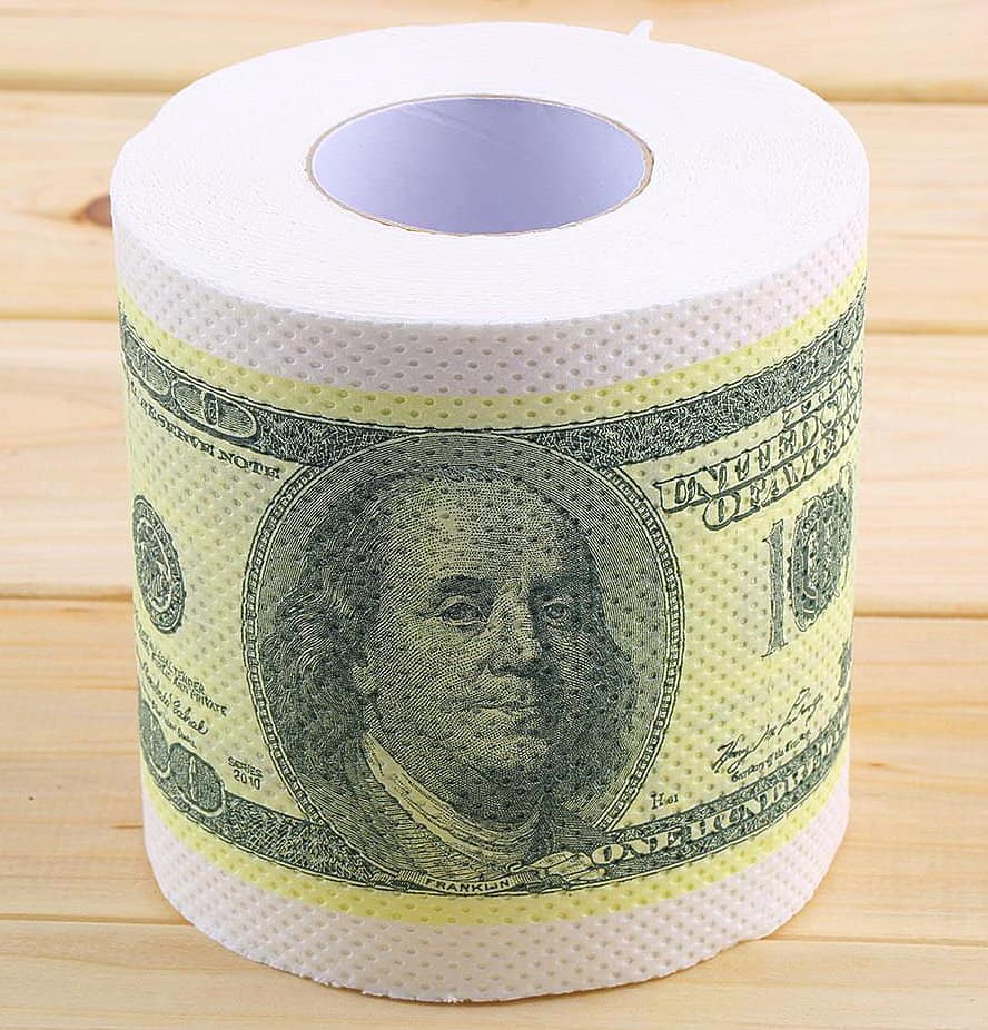 One Hundred Dollar Bill Toilet Paper Funny One Hundred Dollar Roll