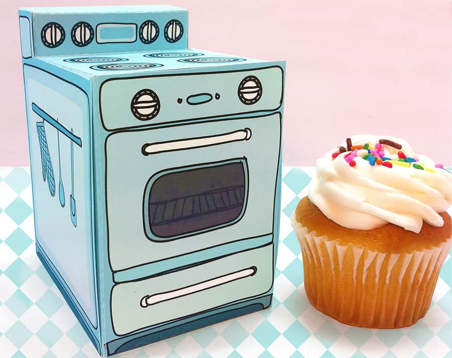 Retro Oven Cupcake Box by Claudine Hellmuth  Cute Paper Product