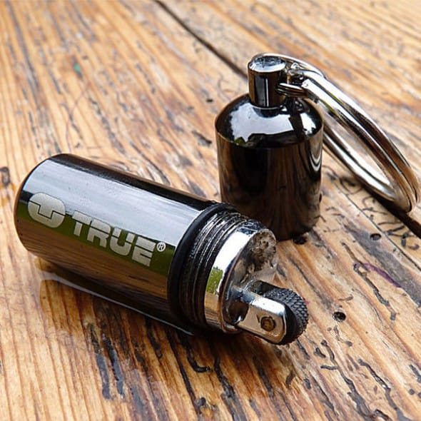 True Utility Fire Stash Key Ring Survival Waterproof True Utility Fire Stash Key Ring Survival Waterproof