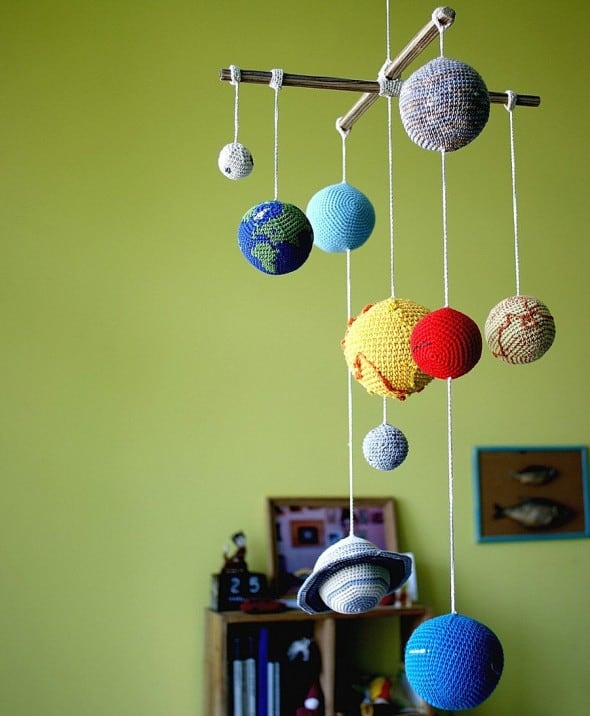 SONY DSC Yarn Ball Stories Solar System Planets Mobile Baby Toy
