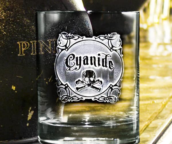 Crystal Imagery Name your Poison whisky Glass Cynide Cool Stuff to Buy for Mancave
