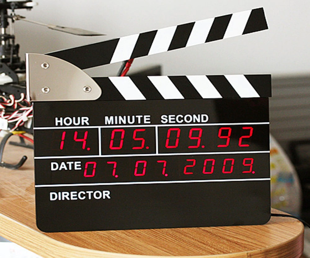 Clapper Board Digital Alarm Clock Director Themed Time Piece