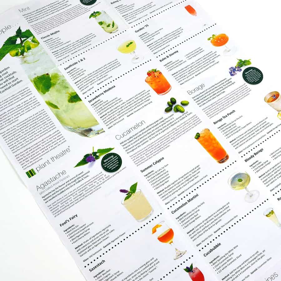 Plant Theatre Cocktail Garden Kit Drink Recipe Sheet