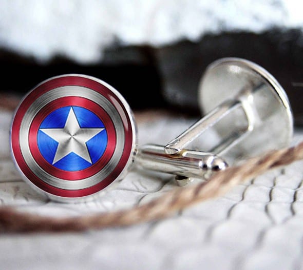 Blue Agave Studio Captain America Cufflink Blue Agave Studio Captain America Cufflink