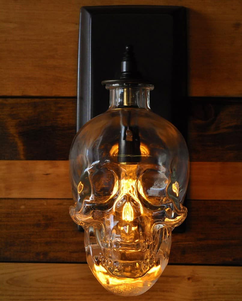 Moonshine Lamp Skull Wall Sconce  Crystal Head Vodka