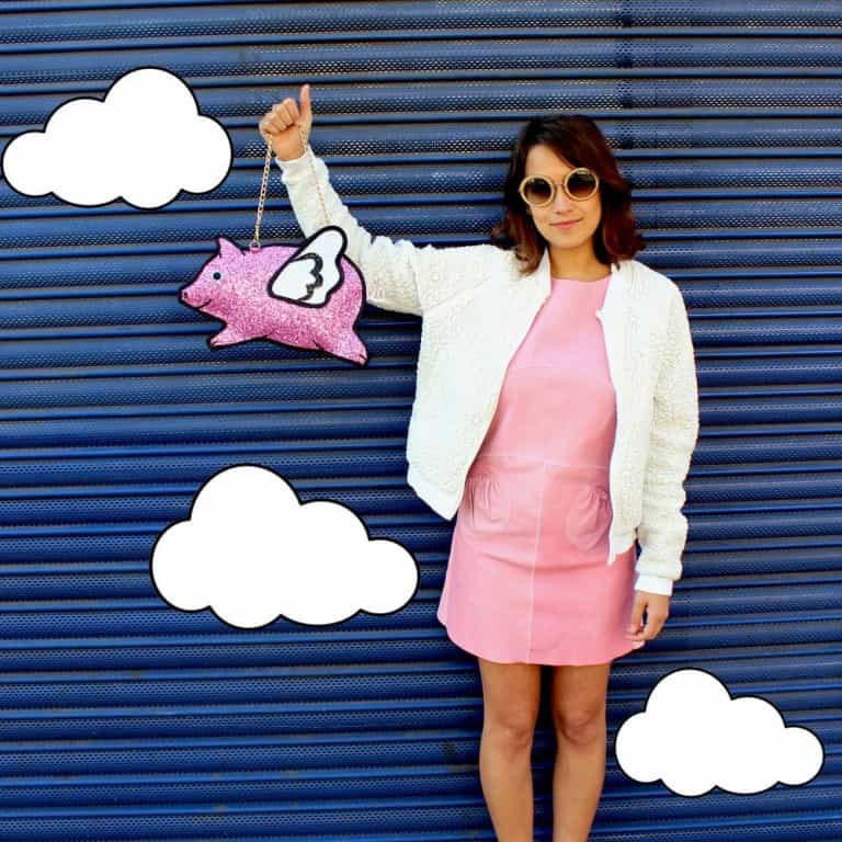 Pink Glitter Flying Pig Clutch Handbag Unique Stuff to Buy Her