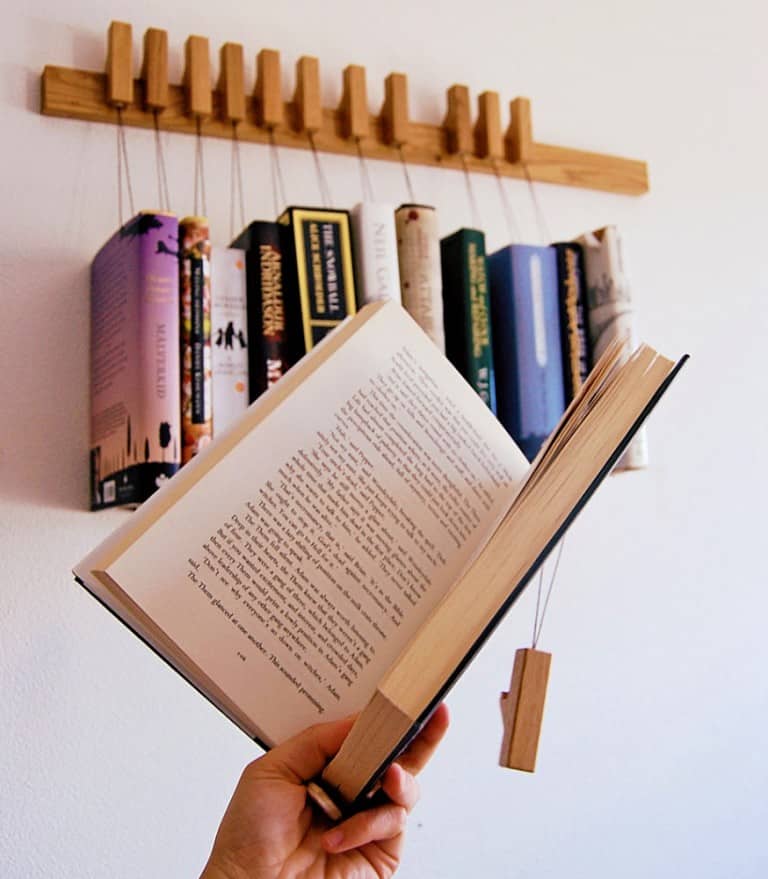 Old and Cold Hanging Book Rack Cool Wooden Display