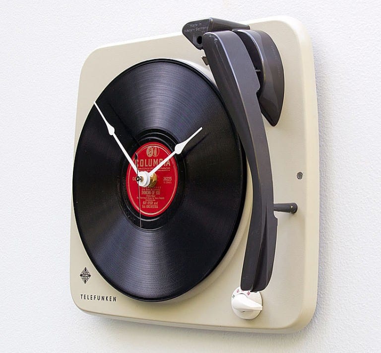 Pixel This Recycled Telefunken Record Player Clock Cool Gift to Buy for Kids