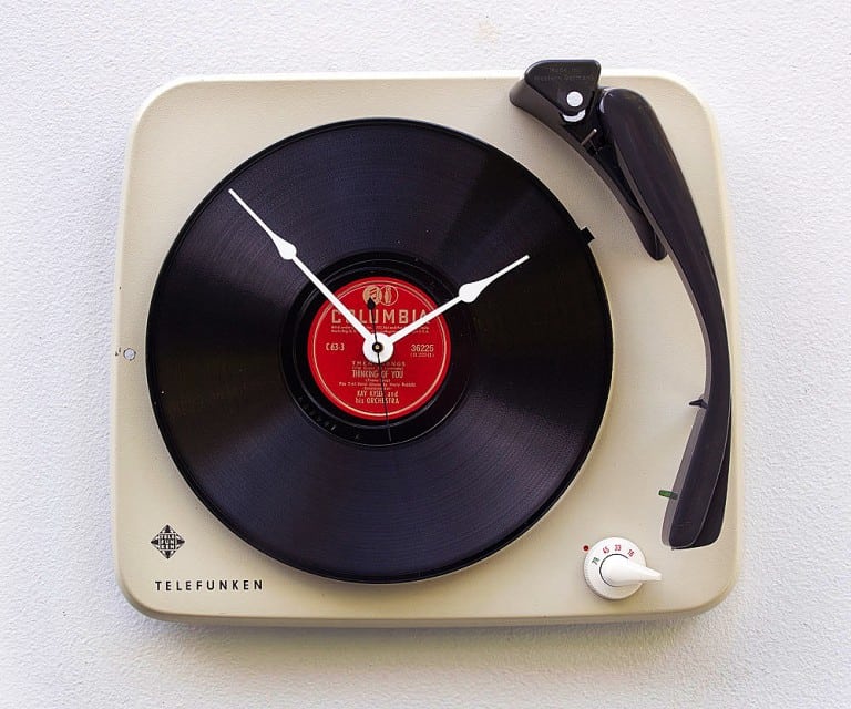 Pixel This Recycled Telefunken Record Player Clock Unique Gift to Buy for Her