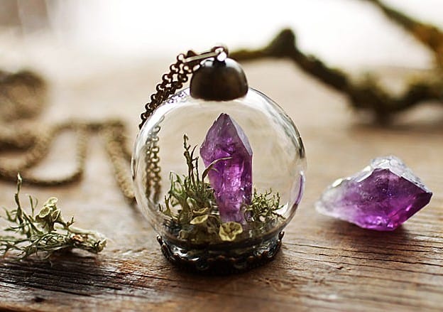 Ruby Robin Boutique Amethyst Crystal Terrarium Necklace Gift Ideas For Her