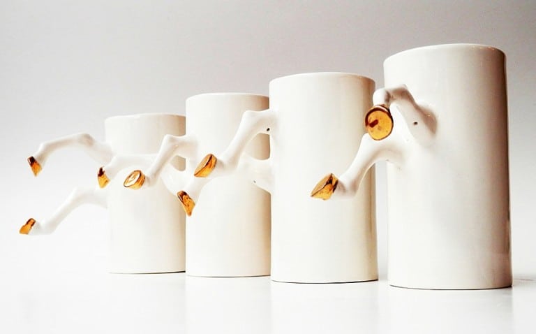 Barceramics White Ceramic Mug with Gold Hooves Create Design For Kitchenware