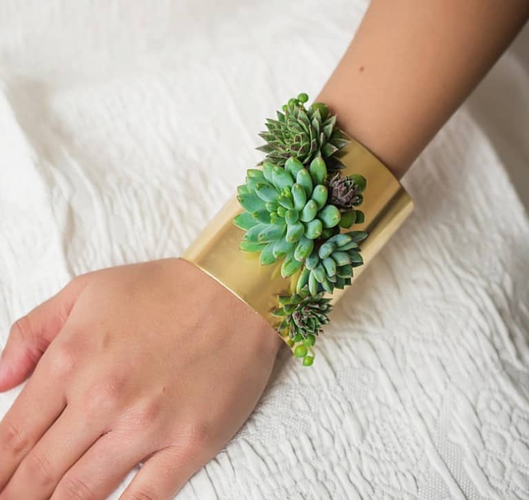 Passionflower Succulent Cuff Bracelet Gift Idea For Her