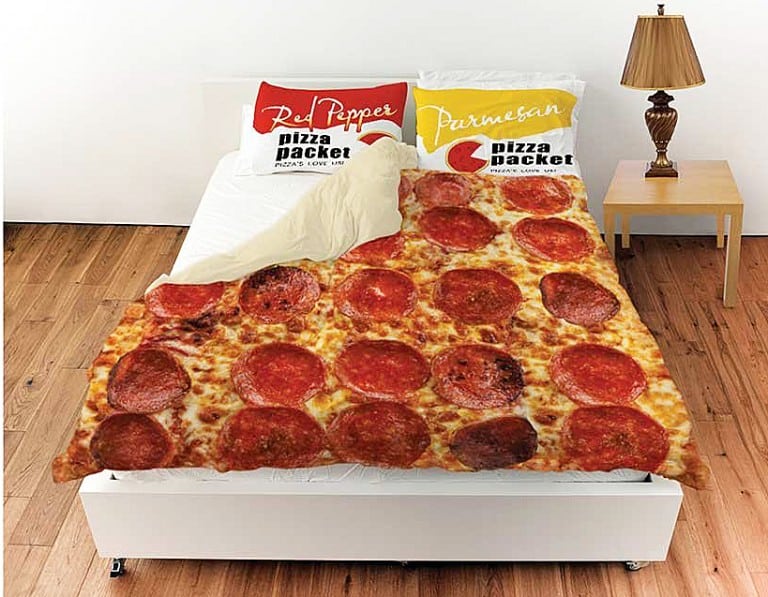 What on Earth Pepperoni Pizza Queen Duvet Cover with Pillow Shams Gift Idea For Him