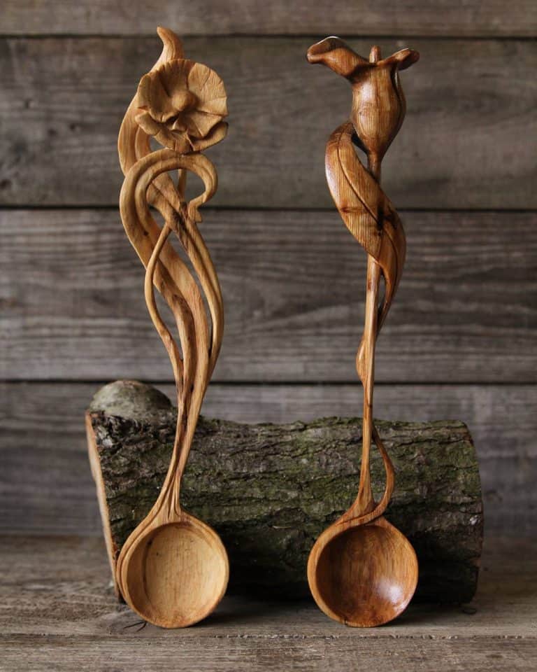 Giles Newman Hand Carved Wooden Spoons Unique Sculptures