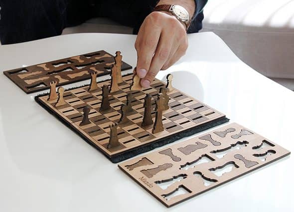 Ilem Leather Goods Flat Wooden Minimalist Chess Set Gift Idea Ilem Leather Goods Flat Wooden Minimalist Chess Set Gift Idea