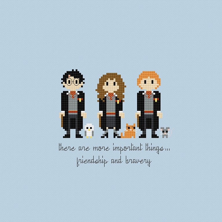 Pixels in Stitches Harry Potter Trio Cross Stitch Pattern Cool Decoration