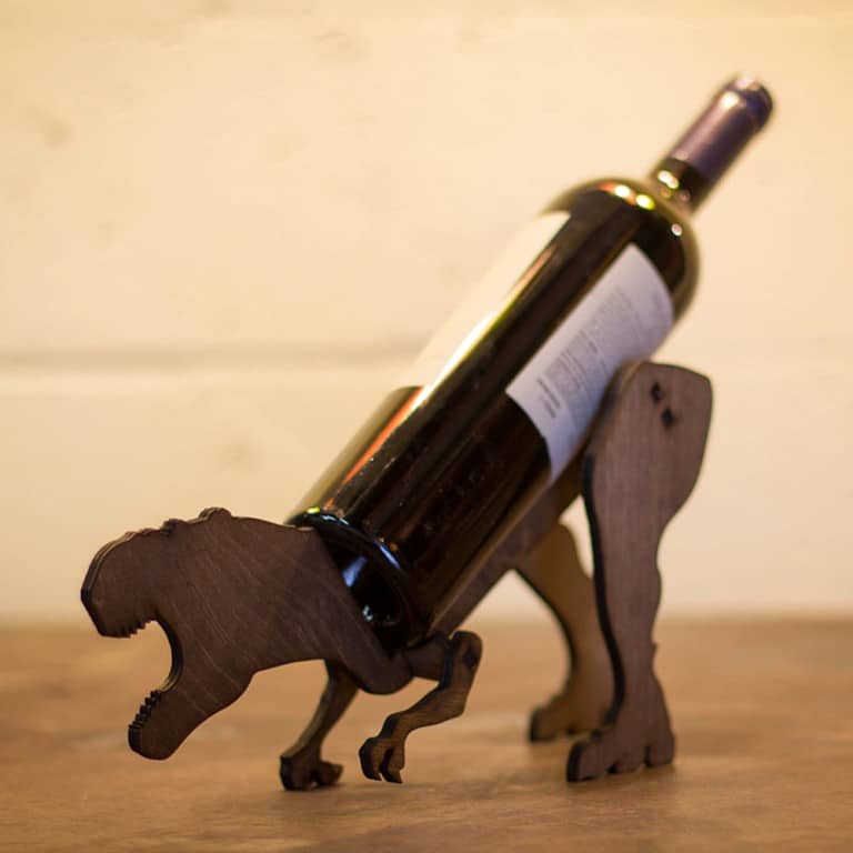 The Back Pack Shoppe Tyrannosaurus Rex Wooden Wine Rack Cool Bottle Holder