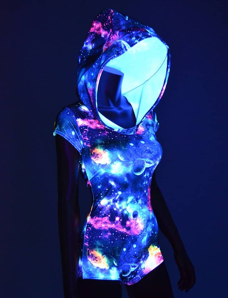 Coquetry Clothing UV Glow Galaxy Space Print Hoodie Gift Idea for Her
