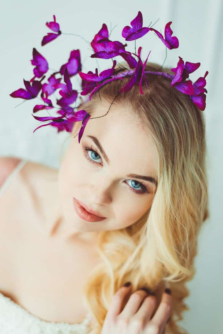 Eten Iren Violet Wedding Butterflies Crown On Blonde Hair