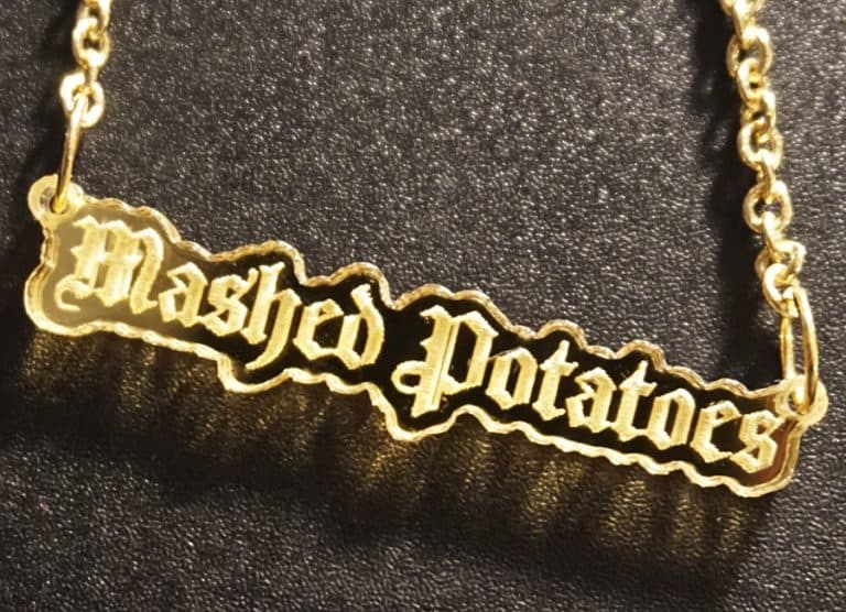 Supah Gothic Mashed Potatoes Mirror Acrylic Necklace Cool Gift Idea