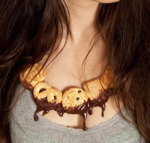 Chocoholic Jewels Chocolate Dripping Danish Butter Necklace Gift for Her Chocoholic Jewels Chocolate Dripping Danish Butter Necklace Gift for Her