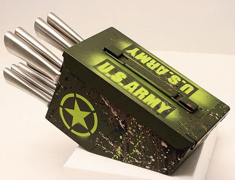 Delta Echo Products 10 pc Ammo Box Knife Block Cutlery Set Kitchenware