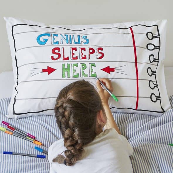 Eat Sleep Doodle Doodle Cotton Pillowcase With Wash-Out Fabric Markers Nice Present for your Kids Eat Sleep Doodle Doodle Cotton Pillowcase With Wash-Out Fabric Markers Nice Present for your Kids