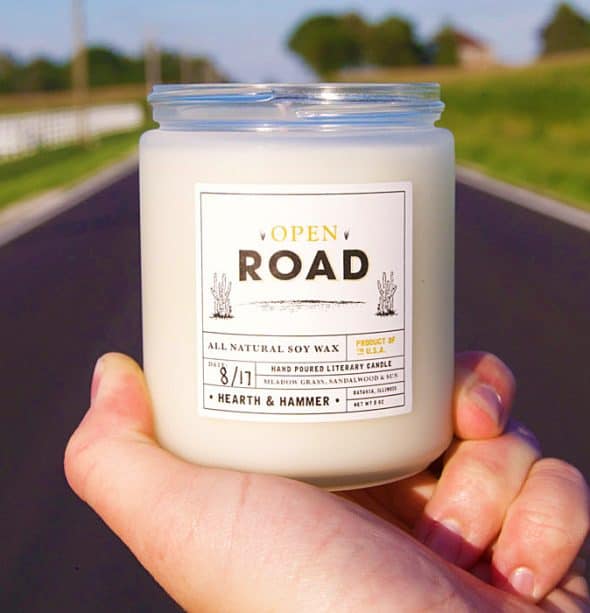 Hearth and Hammer Open Road Literary Candle Unique Gift Idea Hearth and Hammer Open Road Literary Candle Unique Gift Idea