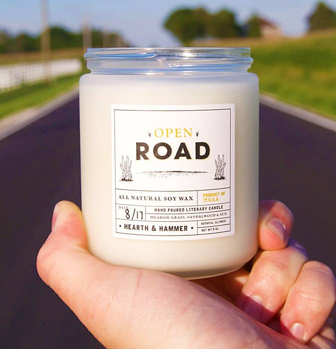 Hearth and Hammer Open Road Literary Candle Unique Gift Idea
