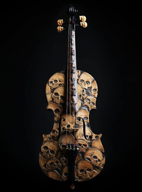 Artist In Fla Carved Skull Violin Gift for Violinist Artist In Fla Carved Skull Violin Gift for Violinist