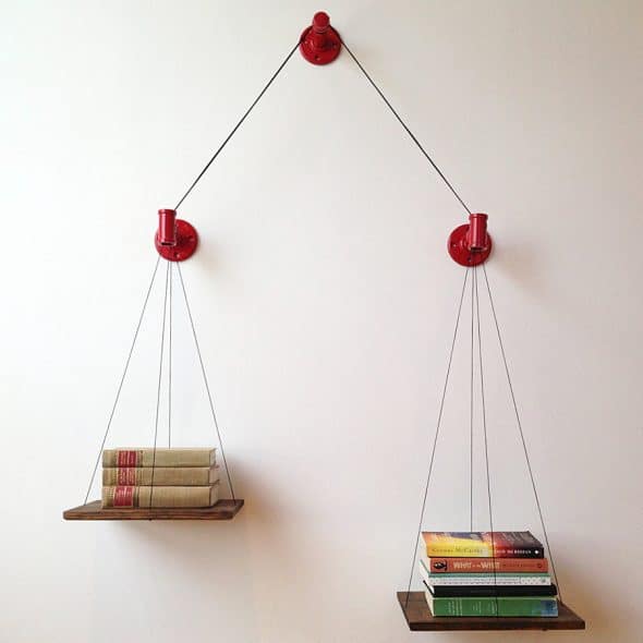 Cush Design Studio Red Balance Bookshelf Hand Made to Order Cush Design Studio Red Balance Bookshelf Hand Made to Order