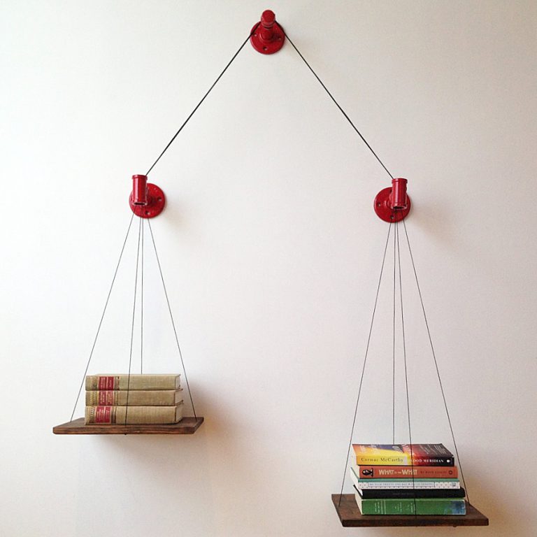 Cush Design Studio Red Balance Bookshelf Hand Made to Order