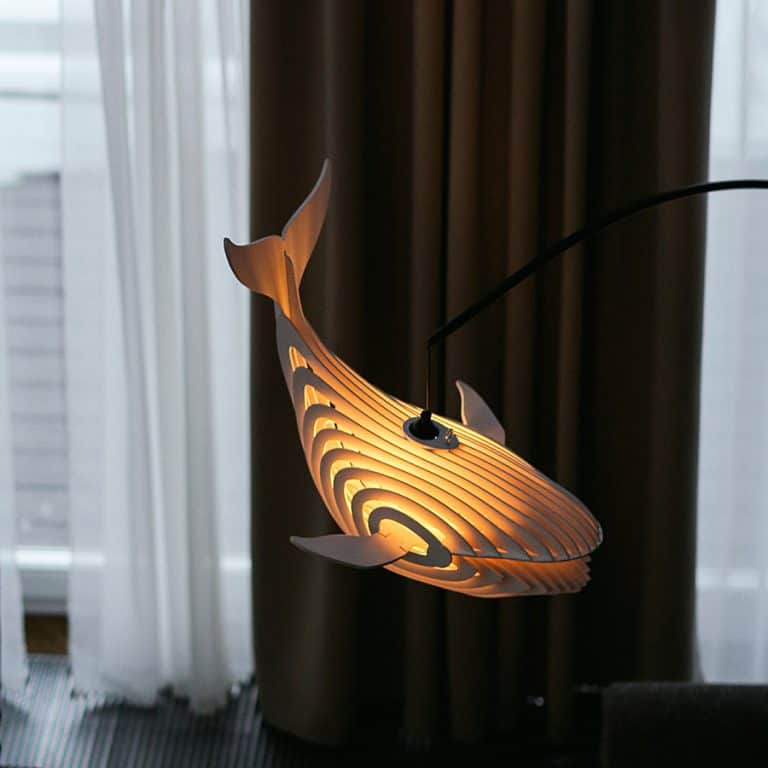 ESSE Boutique Wooden Whale Lamp Made from Wood Birch