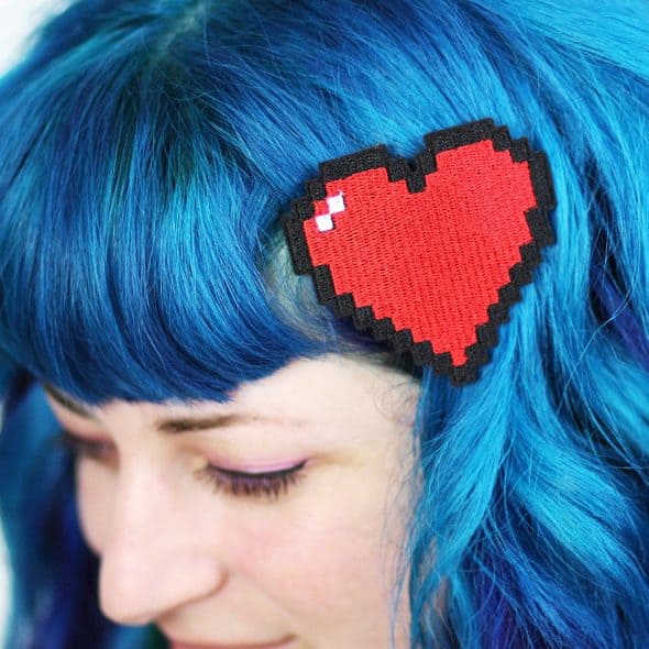 Janine Basil Pixel Heart Hair Clip Retro Gaming Barrette Janine Basil Pixel Heart Hair Clip Retro Gaming Barrette