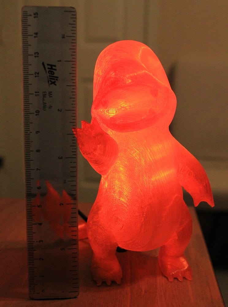 Marbled Works 3D Printed Charmander Lamp Novelty Item