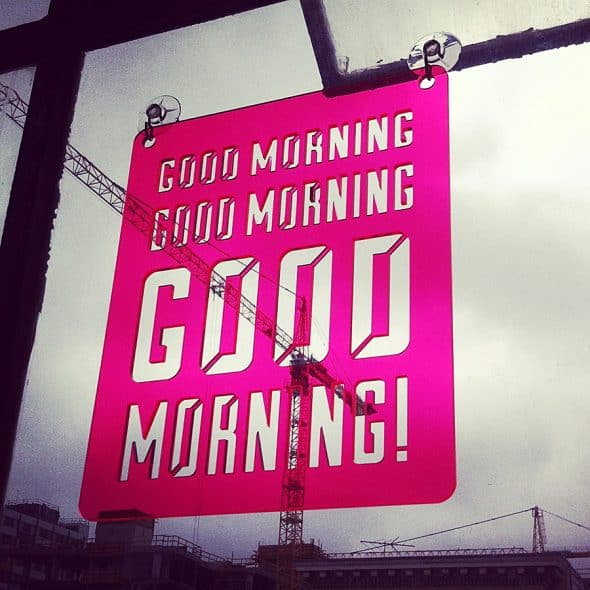 Moonish Goods Good Morning Typographic Sun Catcher Made to Order Moonish Goods Good Morning Typographic Sun Catcher Made to Order