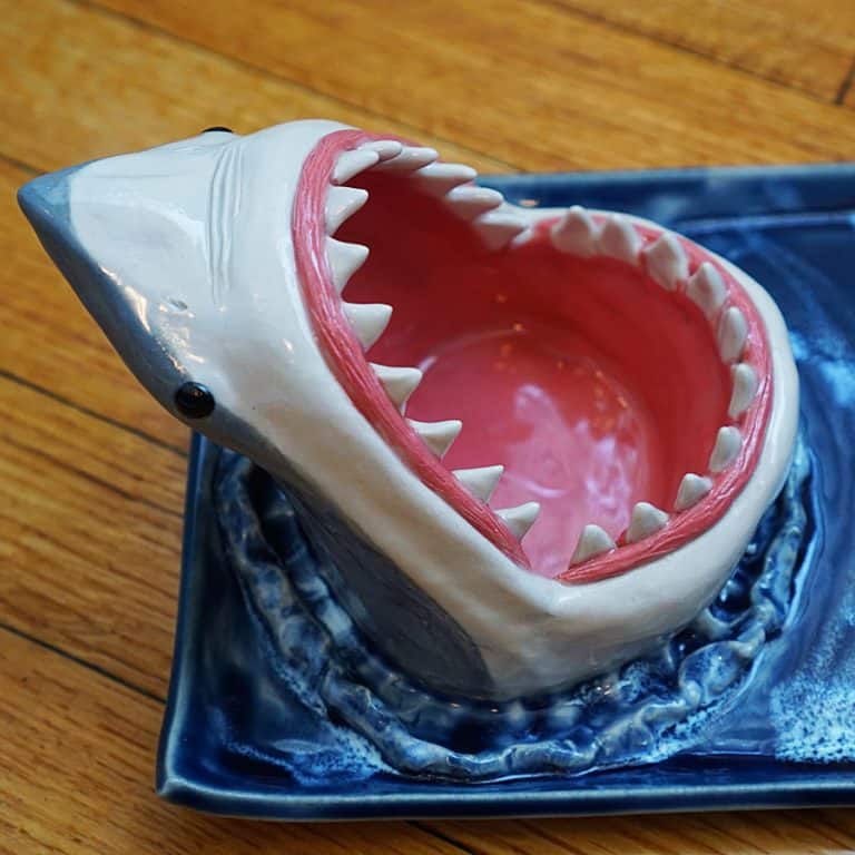 Avi Ceramics Shark Sushi Plate Made from White Stoneware