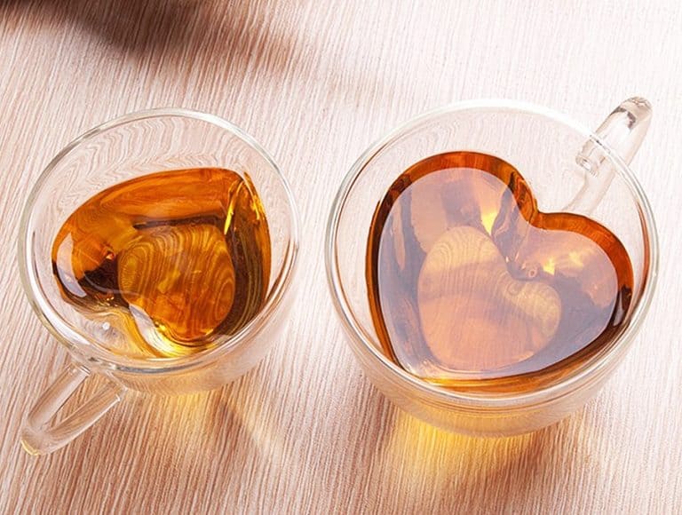 Heart Shaped Double Wall Glass Cups Eco Friendly
