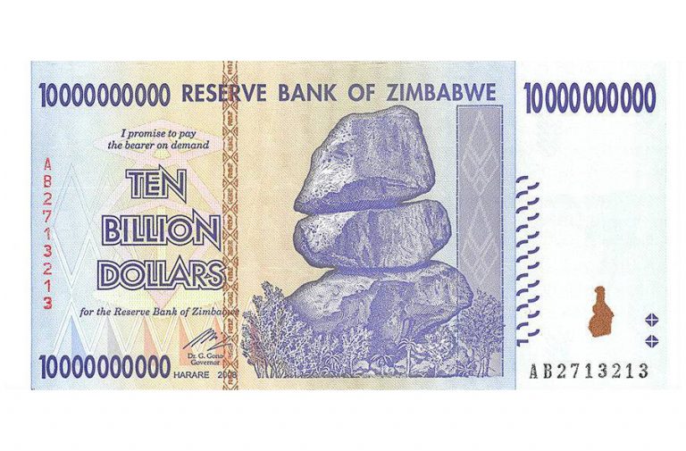 Zimbabwe 10 Billion Dollars Banknote