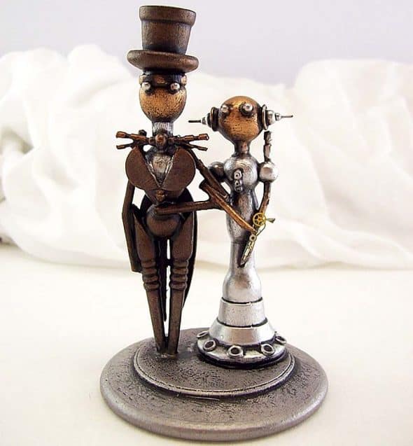 builders-studio-elegant-robot-couple-wedding-cake-topper-figurines builders-studio-elegant-robot-couple-wedding-cake-topper-figurines