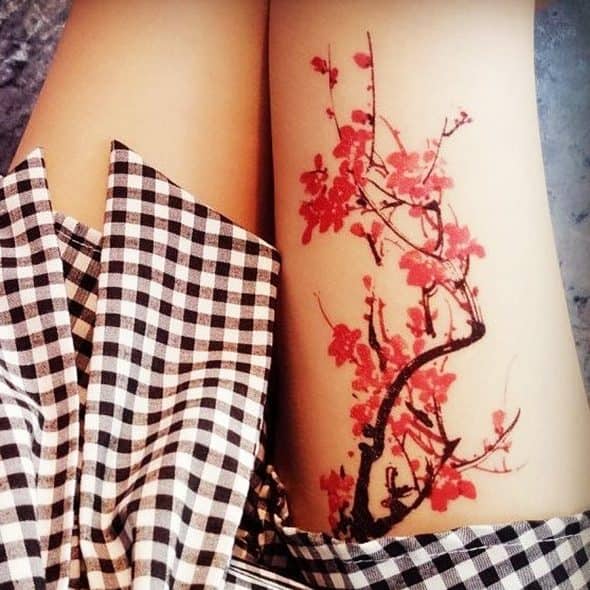 prosciuttojojo-red-plum-blossom-temporary-tattoo-hand-made-item prosciuttojojo-red-plum-blossom-temporary-tattoo-hand-made-item