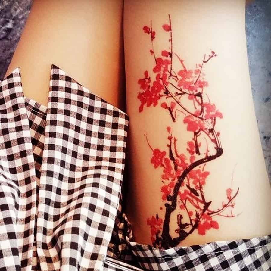 1PC Women Sexy Tattoo Plum Blossom Pattern Branch Red Sakura Tattoo Paster  Summer Style Tattoo Fake Waterproof Tatoo  Wish