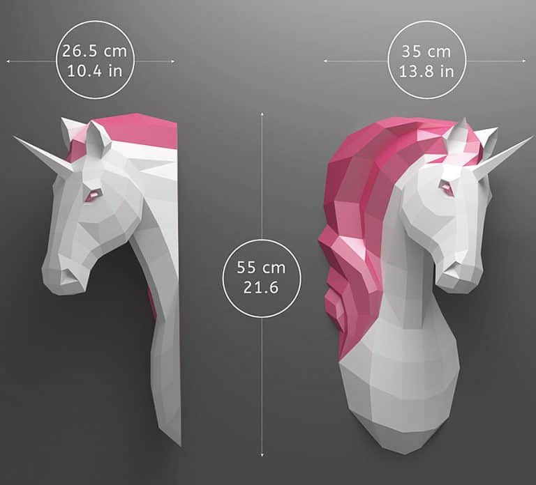 oyxgami-papercraft-unicorn-trophy-home-display