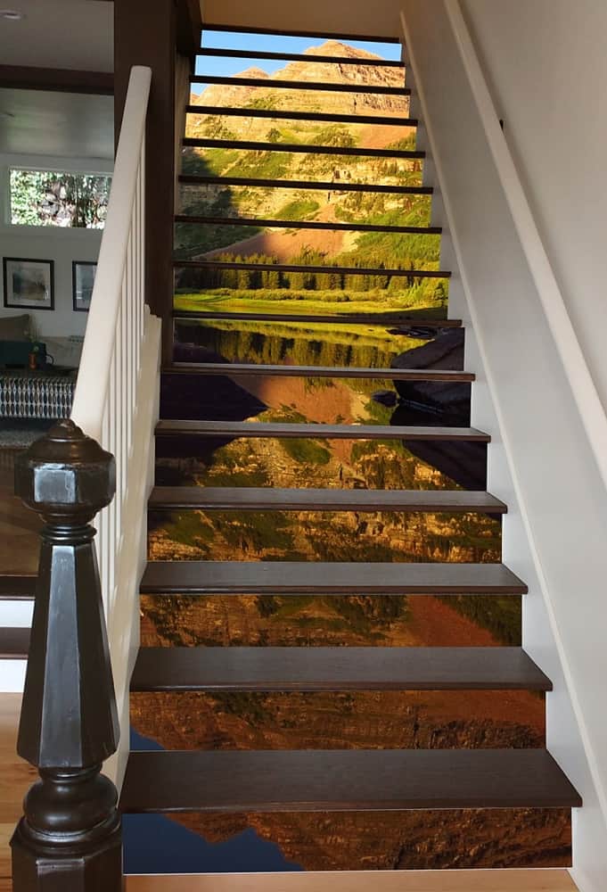 iser Art Maroon Bells Reflection Stairs Decal Stairway Design