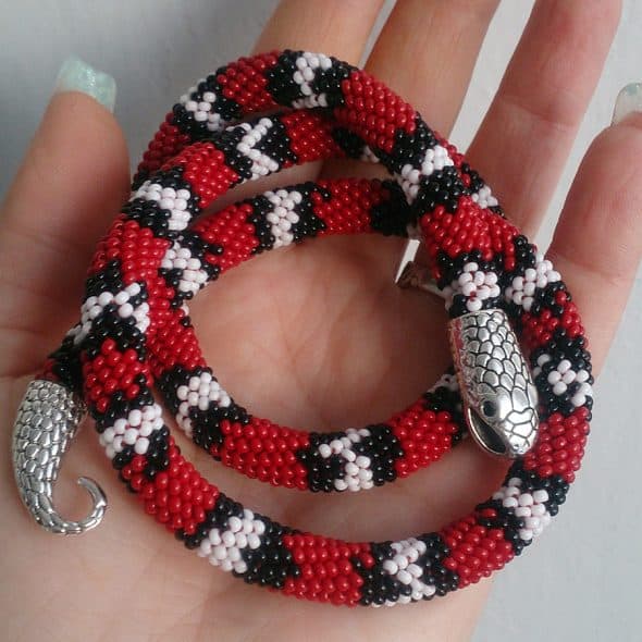 Best Gift 4 You Aspid Red Snake Bead Crochet Necklace Handcrafted Necklaces Best Gift 4 You Aspid Red Snake Bead Crochet Necklace Handcrafted Necklaces