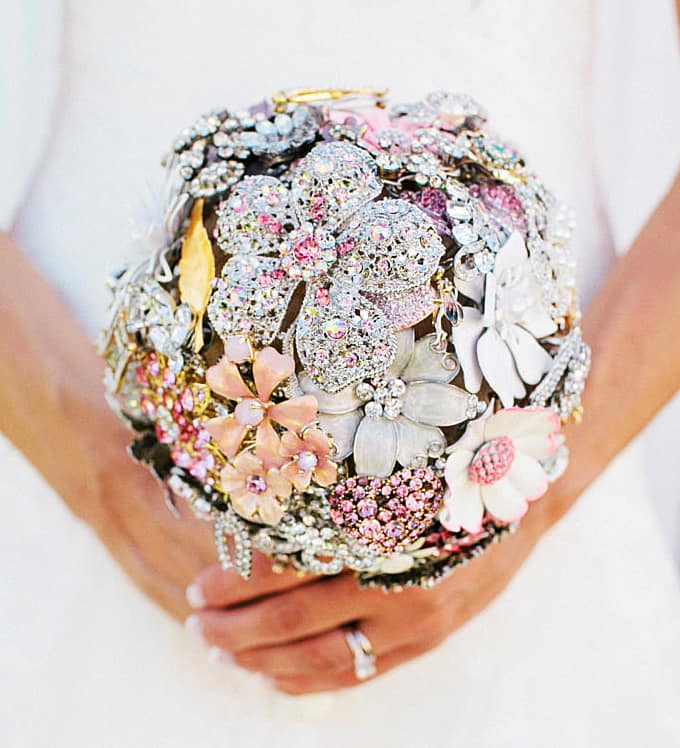 The Ritzy Rose Brooch Handcrafted Bouquet Wedding Glittering Flowers