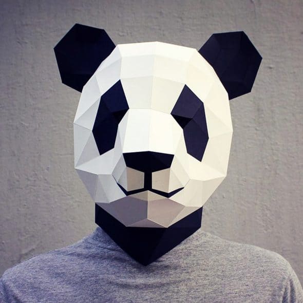 Waste Paper Head DIY Paper Panda Mask Costume Waste Paper Head DIY Paper Panda Mask Costume