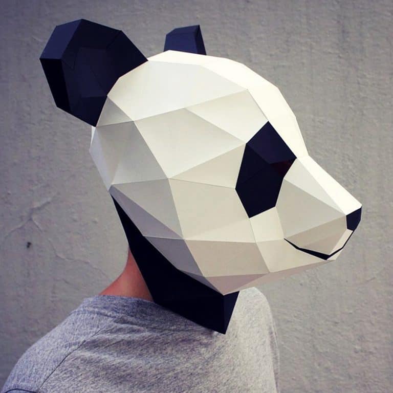 Waste Paper Head DIY Paper Panda Mask Paper Mache