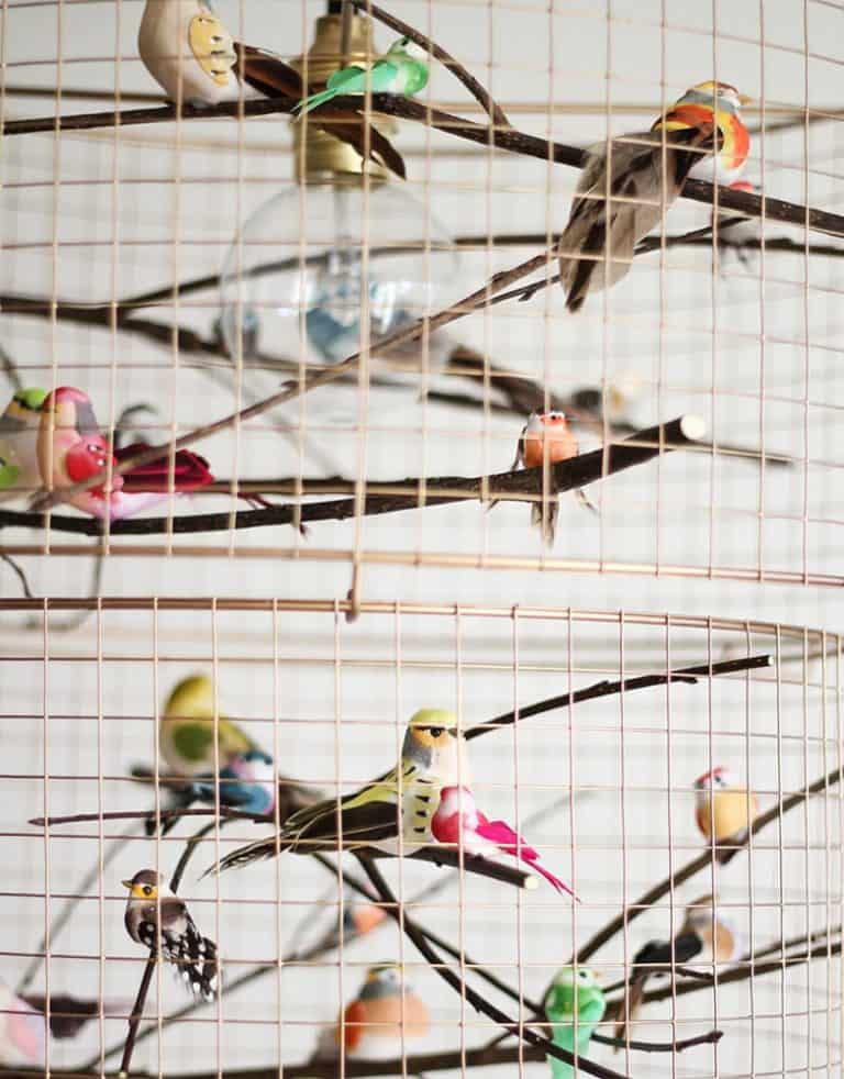 Kekoni Copper Double Birdcage Pendant Light Chandelier Made to Order
